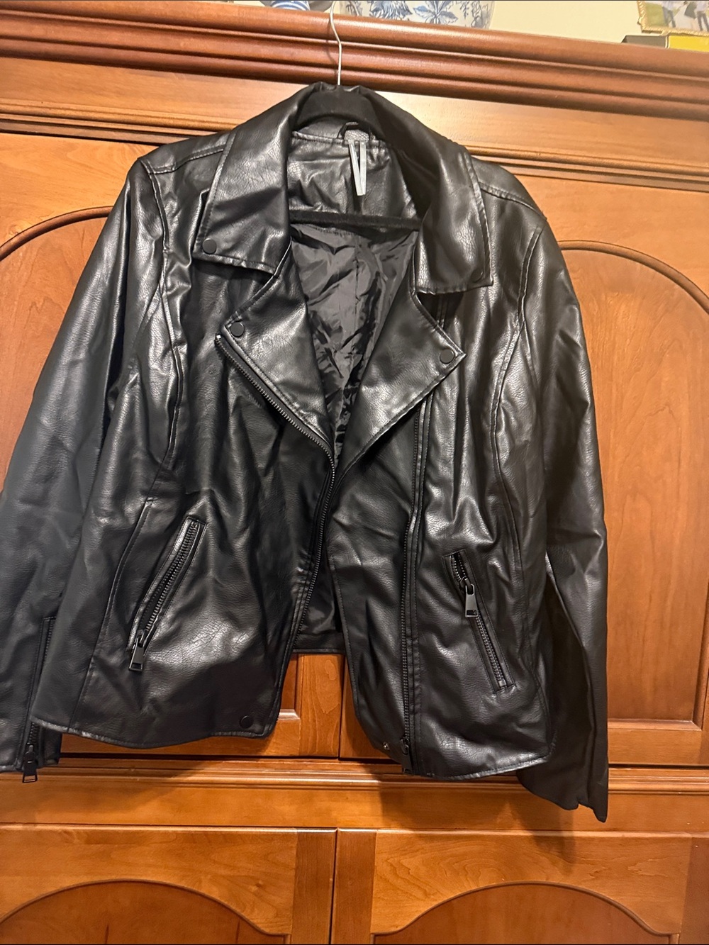 Anthropologie Black Faux Leather Moto Jacket